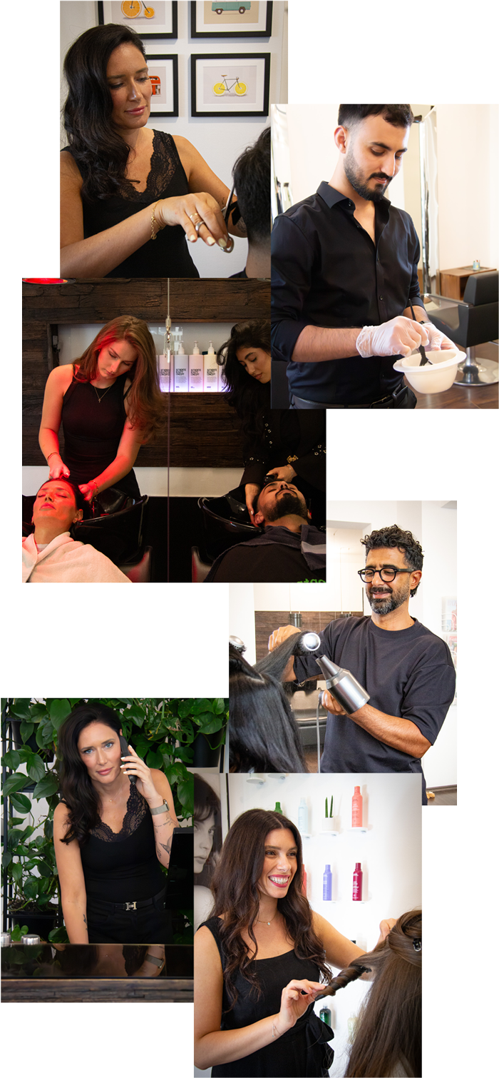 Das Team vom Friseur Lemontree in Hannover bei der Arbeit – Haare färben, waschen und stylen in moderner, freundlicher Atmosphäre.